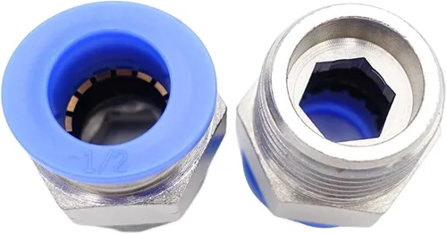Miniatura 5 de Conexión de conexión de 1/2" OD x 1/2" macho NPT rosca, línea de agua recta macho neumática, conectores de empuje rápido (paquete de 4)