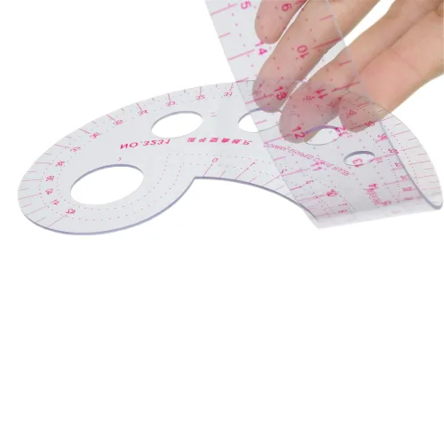 Miniatura 7 de NEWMAY Regla de costura francesa de 6 niveles, regla de costura de plástico en forma métrica, regla de medición para diseño de patrones de costura