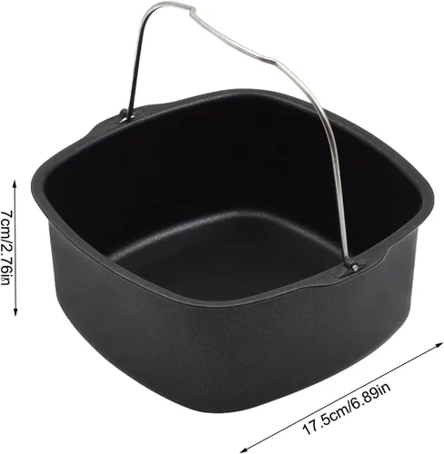 Miniatura 4 de Molde para freidora de aire de 6.89 pulgadas, sartén antiadherente para tartas, freidora de aire, para pasteles, pizza, hornear pan, bandeja
