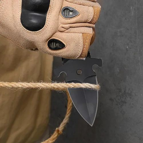 Miniatura 3 de Cuchillo de hoja fija mini HUNTER FORCE, cuchillo táctico de bolsillo para caza con funda de Kydex negro para actividades al aire libre, caza