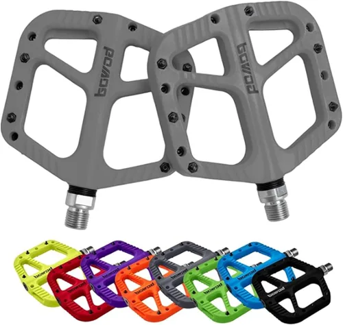 Miniatura 11 de Pedales MTB Pedales planos de bicicleta de montaña para adultos, pedal de plataforma de bicicleta compuesto de nailon ligero y ancho con pasadores