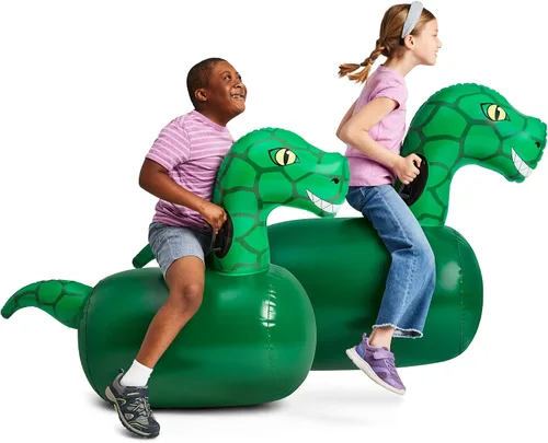 Miniatura 13 de Hearthsong Hop N Go Toro Inflable para Montar Juguetes Saltarines Rebotadores para Niños de 5+ Años - Juguetes Saltadores Montables de Animales