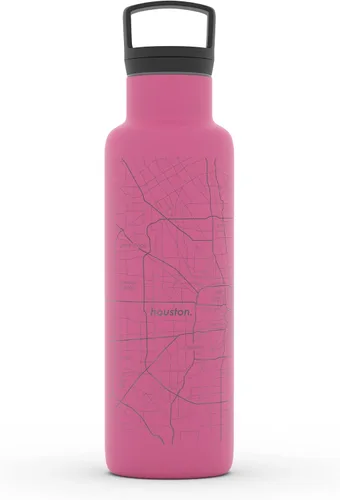 Miniatura 111 de Well Told Botella de agua aislada con mapa de Washington DC grabado, botella de acero inoxidable grabada (21 onzas, blanco) botella aislada de mapa