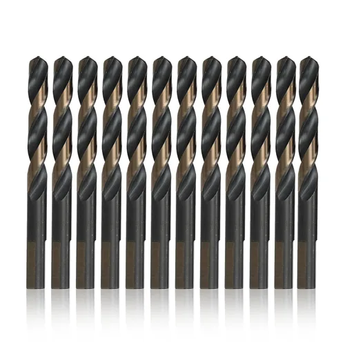 Miniatura 10 de Drill America 25/64" - Broca de acero de alta velocidad con punta dividida de 135 grados en negro y dorado, vástago de 3 planos (paquete de 6)