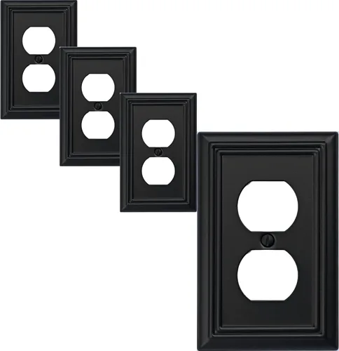 Miniatura 14 de OKAWYC Cubierta Cuádruple Decorativa para Interruptor de Luz Adler Placa de Pared de Metal, Paquete de 2 Negro 4 Vías Cuádruple Rocker