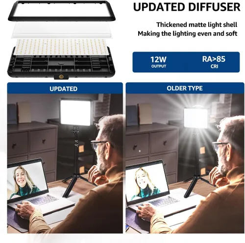 Miniatura 4 de NiceVeedi Kit de iluminación LED para fotografía, paquete de 2 luces de video portátiles de 8 pulgadas con soporte de trípode ajustable, luz
