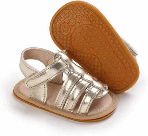 LAFEGEN Sandalias de verano para bebés y niñas con 2 correas, suela suave, antideslizantes, zapatos de playa para bebés y niños pequeños, zapatos de