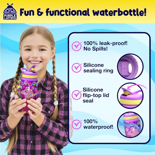 Miniatura 6 de PURPLE LADYBUG Decora tu propia botella de agua para niñas, regalo para niñas de 5, 6, 7, 8, 9, 10 años, regalo de cumpleaños, juguetes de Piedra