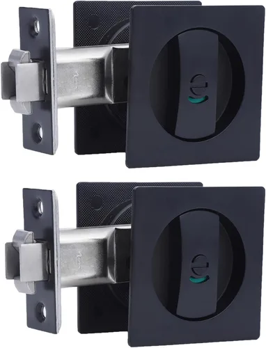 Miniatura 16 de Dontay Cerradura de indicadores codificados por color para puerta de bolsillo, cerradura de manijas de privacidad (cama/baño), fondo de 2-3/8 Negro