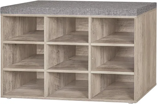 Miniatura 28 de DINZI LVJ Banco de almacenamiento de zapatos con cojín, estante de cubículos con 12 cubículos, estantes ajustables, banco organizador multifuncional