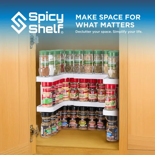 Miniatura 7 de Spicy Shelf 3.0 - Organizador de especias expandible de 2 niveles para armario y despensa, organizador de condimentos de cocina, estantes