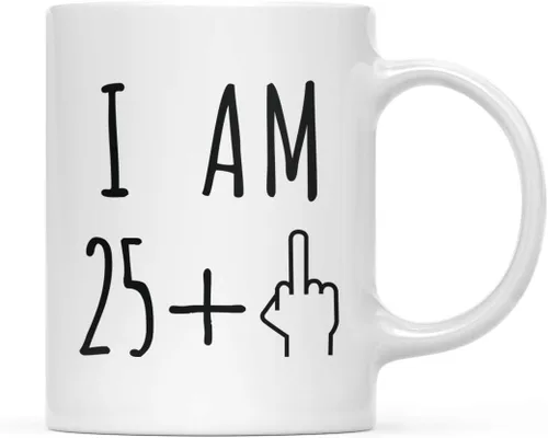 Miniatura 53 de Andaz Press Divertida taza de café de 11 onzas, regalo de broma de cumpleaños, I Am 49 + 1 dedo medio, 1 paquete, ideas de regalo de cumpleaños 50