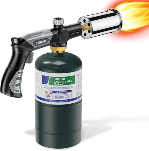 Sondiko Soplete Potente de Propano para Parrilla y Cocina L8010, Sous Vide, Arrancador de Fogata, Quemador de Antorcha de Madera Ajustable para Negro