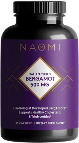NAOMI Bergamota cítrica italiana de 500 mg – Apoya niveles saludables de colesterol y triglicéridos ya en rango normal – Extracto patentado de