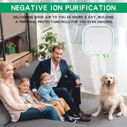 Miniatura 6 de Paquete de 2 purificadores de aire de iones negativos con luz nocturna, ionizadores de aire para el hogar, silencioso y portátil, enchufable