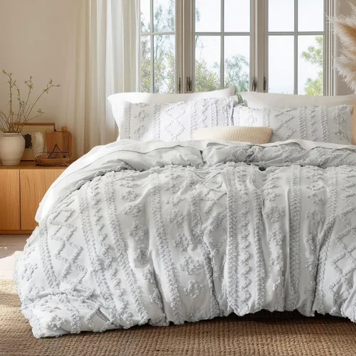Miniatura 16 de Bedsure Funda de edredón bohemia, tamaño Queen, suave y cómoda, diseño elegante, ropa de cama bohemia para decoración, lavable a máquina, para todas