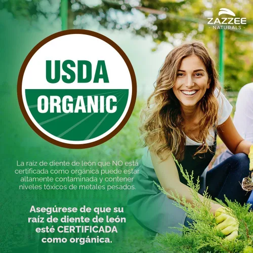Miniatura 2 de Zazzee USDA Organic Extracto de Raíz de Diente de León 10:1, Potencia de 3000 mg, 120 Cápsulas, Suministro para 4 Meses, Extracto Estandarizado