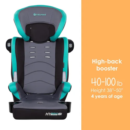 Miniatura 5 de Baby Trend Hybrid SI 3 en 1 Asiento elevador combinado para coche con protección contra impactos laterales, Hoboken Teal