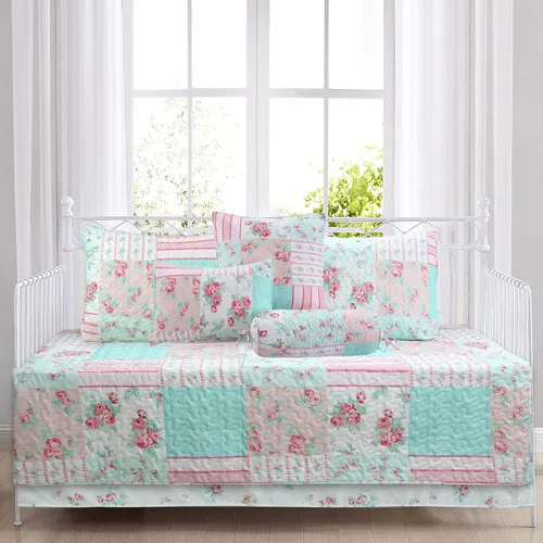 Miniatura 12 de Cozy Line Home Fashions - Juego de ropa de cama, colcha reversible con dulce estampado floral durazno y rosa claro en 3D con parches reales 100 %