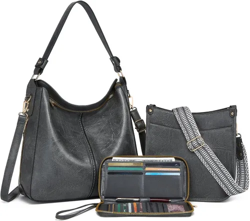 Miniatura 22 de Carteras para Mujeres 3PCS, Juego de Bolsos Cruzados Bolso Grande de Cuero Carteras de Hombro con Billetera Correas Ajustables para Damas Tote