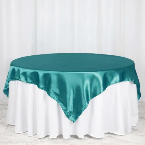 Miniatura 33 de Efavormart Paquete de 5 Sobremanteles Cuadrados de Satén de 60" para Decoraciones de Mesa de Bodas, Catering y Fiestas, Cubierta de Mantel Negro