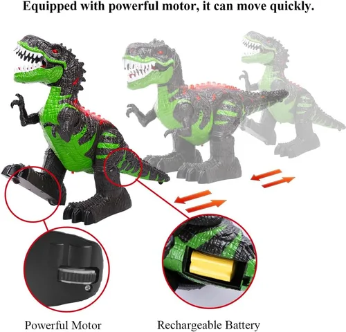 Miniatura 3 de Juguete de dinosaurio grande con control remoto para niños de 3, 4, 5, 6, 7, 8 años, tiranosaurio realista con niebla de agua, luz, rugiente, regalo