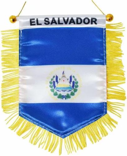 Bandera colgante de Salvador con ventosa de doble cara de 4 x 6 pulgadas, mini pancarta salvadoreña decorativa para automóvil, hogar, pared, puerta