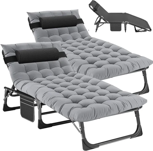 Miniatura 10 de Slsy Tumbona plegable para patio, sillas de patio reclinables al aire libre, tumbonas resistentes para exteriores, junto a la piscina, playa
