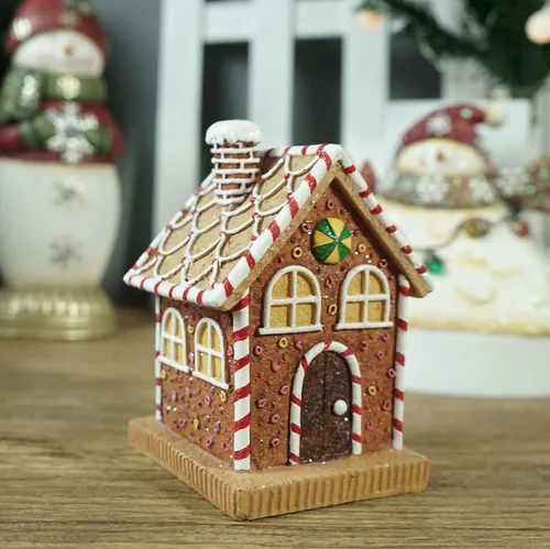 Miniatura 4 de Adornos de figura abstracta de la casa de campo de jengibre sintético, resina luminiscente moderna para el hogar, sala de estar, estantería