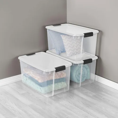 Miniatura 5 de Sterilite - Paquete de 8 cajas ultra de cierre con pestillo, contenedores de almacenamiento con tapas, plástico transparente, 70 cuartos de galón