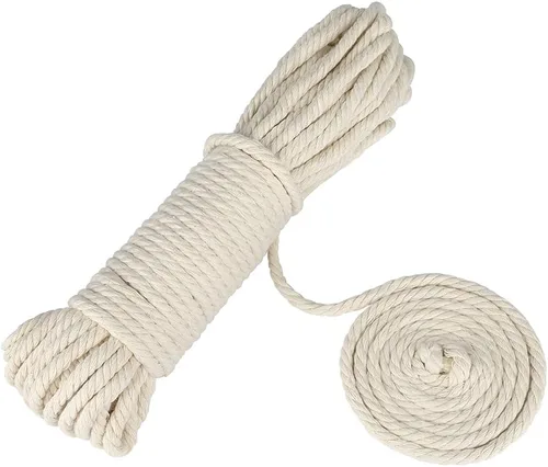 Miniatura 5 de jijAcraft Cuerda de algodón de 1/4 pulgadas, cuerda de macramé blanca de 0.236 in x 65 pies, cuerdas de tendedero de 4 capas para manualidades