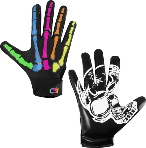 Miniatura 2 de Glorious Traders Youth Football Gloves American Wide Receiver Football Gloves for Adult Men Women & Boys with Super Sticky Silicone Grip Palms Negro