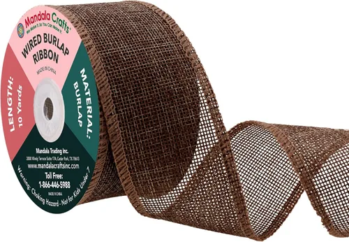 Miniatura 13 de Mandala Crafts Cinta de arpillera verde con alambre para corona, cinta de arpillera con alambre verde rústico de yute natural, 1 pulgada de ancho