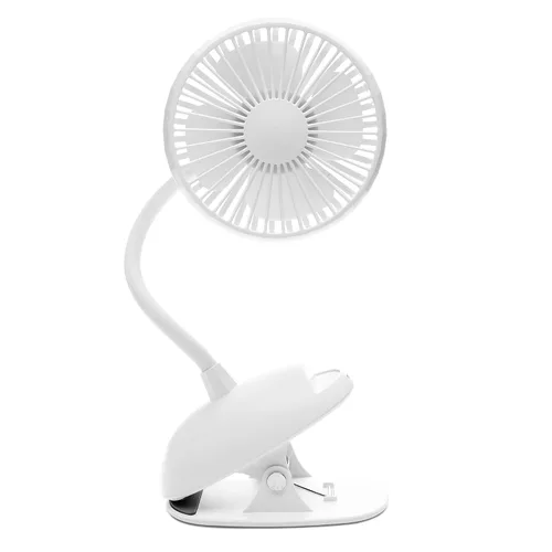 Miniatura 3 de O2COOL Ventilador de clip de batería USB recargable de 5 pulgadas, ventilador ajustable con 3 velocidades, cuello ajustable, cuello de cisne largo
