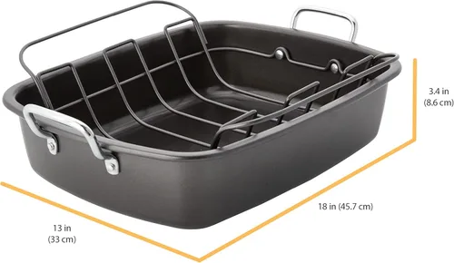 Miniatura 2 de Chicago Metallic Asador antiadherente con estante flotante, 18 pulgadas x 13 pulgadas, negro