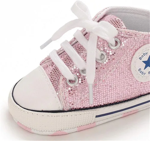 Miniatura 5 de Meckior - Zapatos deportivos de lona para bebé, con suela suave y caña alta, para sus primeros pasos y estar en la cuna