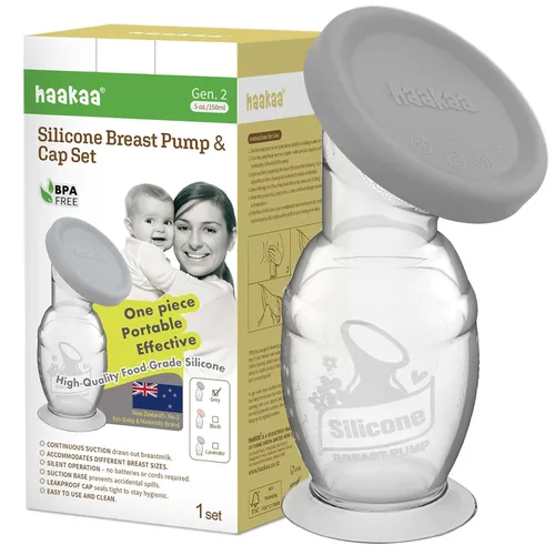 Miniatura 11 de Haakaa Extractor de leche manual con base de 4 fl oz/3.4 fl oz+tapa (rubor), Gen.2