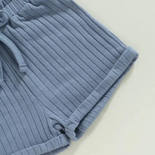 Miniatura 6 de MOREELUCK Conjunto de 2 piezas de camiseta sin mangas acanalada y pantalones cortos con cordón