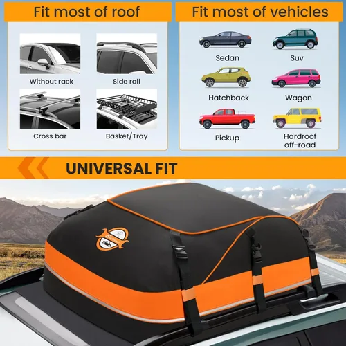 Miniatura 3 de Sailnovo Portaequipajes de techo impermeable de 20 pies cúbicos, portaequipajes de techo para coche para todos los vehículos con/sin estante