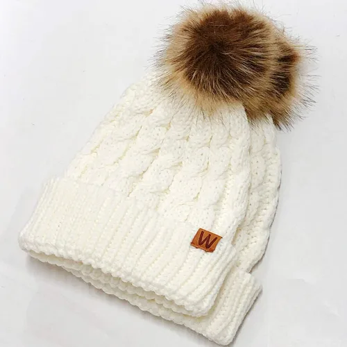 Miniatura 5 de Allydrew Mommy & Me Mother - Gorro tejido de invierno cálido y suave con pompón