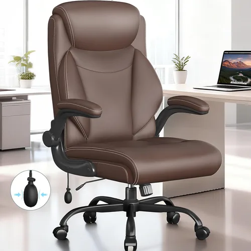 Miniatura 9 de Silla ergonómica de oficina, silla de computadora de escritorio para el hogar, silla ejecutiva de respaldo alto, silla ergonómica de cuero acolchada