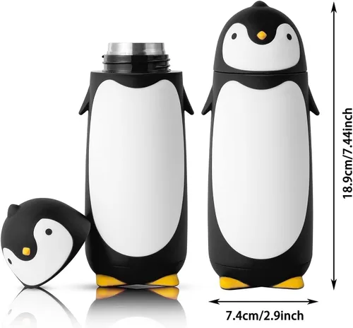 Miniatura 7 de Termo de acero inoxidable aislado al vacío, diseño de pingüino, taza de viaje, botella de té, agua y café