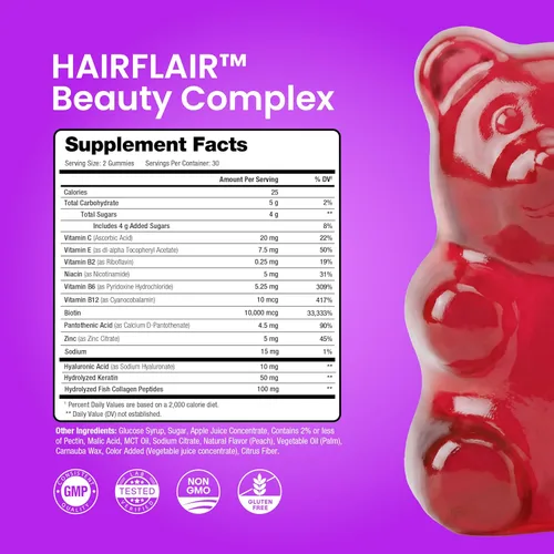 Miniatura 2 de NutraChamps Gomitas de biotina de 5000 mcg con colágeno, queratina y más – Vitaminas para la piel y las uñas para mujeres y hombres – Apoya el ciclo
