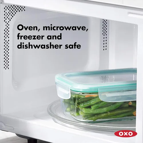 Miniatura 3 de OXO Recipiente de vidrio rectangular para almacenamiento de alimentos, 8 tazas, transparente