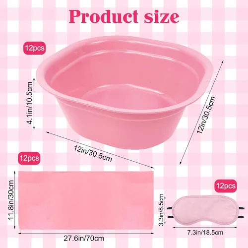 Miniatura 2 de Kit de spa de pies para niñas, suministros de fiesta de spa para niñas con 12 piezas de bañera de pies y 12 toallas de mano rosas y 12 máscaras