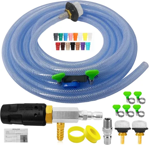 Boquilla ajustable de largo alcance para lavadora a presión, kit de boquilla de pulverización de inyección aguas abajo 2-2.5 GPM, inyector químico