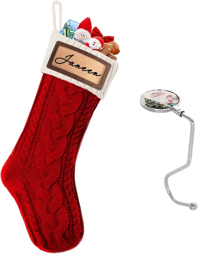 Miniatura 9 de Paquete de 2 medias de Navidad, medias de Navidad familiares grandes de 18 pulgadas, medias de punto de colores mixtos colgantes (2 mezclas)