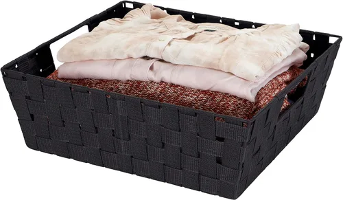 Miniatura 3 de Simplify Cesta rectangular de acero aleado de 15 x 13 x 5 pulgadas con 2 asas de transporte integradas, color negro