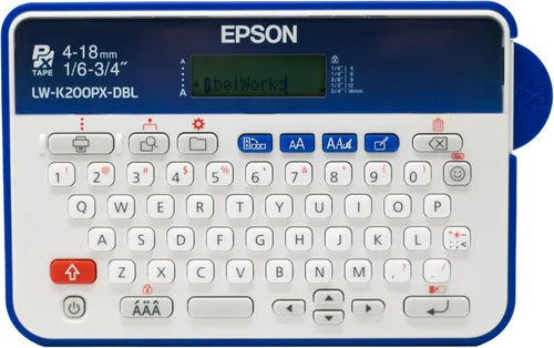 LABELWORKS Epson LW-K200PX-DBL Etiquetadora Portátil con Teclado QWERTY para Hogar y Pasatiempos - Manualidades, Organizar y Personalizar - Azul