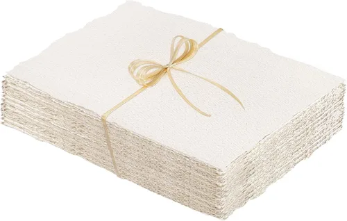 Miniatura 9 de 50 hojas de papel para acuarela 3.5 x 2, 300 g/m² Papel de borde deshilachado Papel hecho a mano rugoso/texturizado para acuarelas, invitaciones